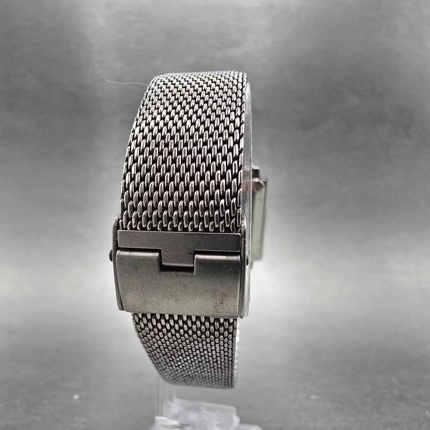 Seiko Watch Men 28mm Black Dial Silver Tone Rectangle 4110-5249 PARTS Vintage8
