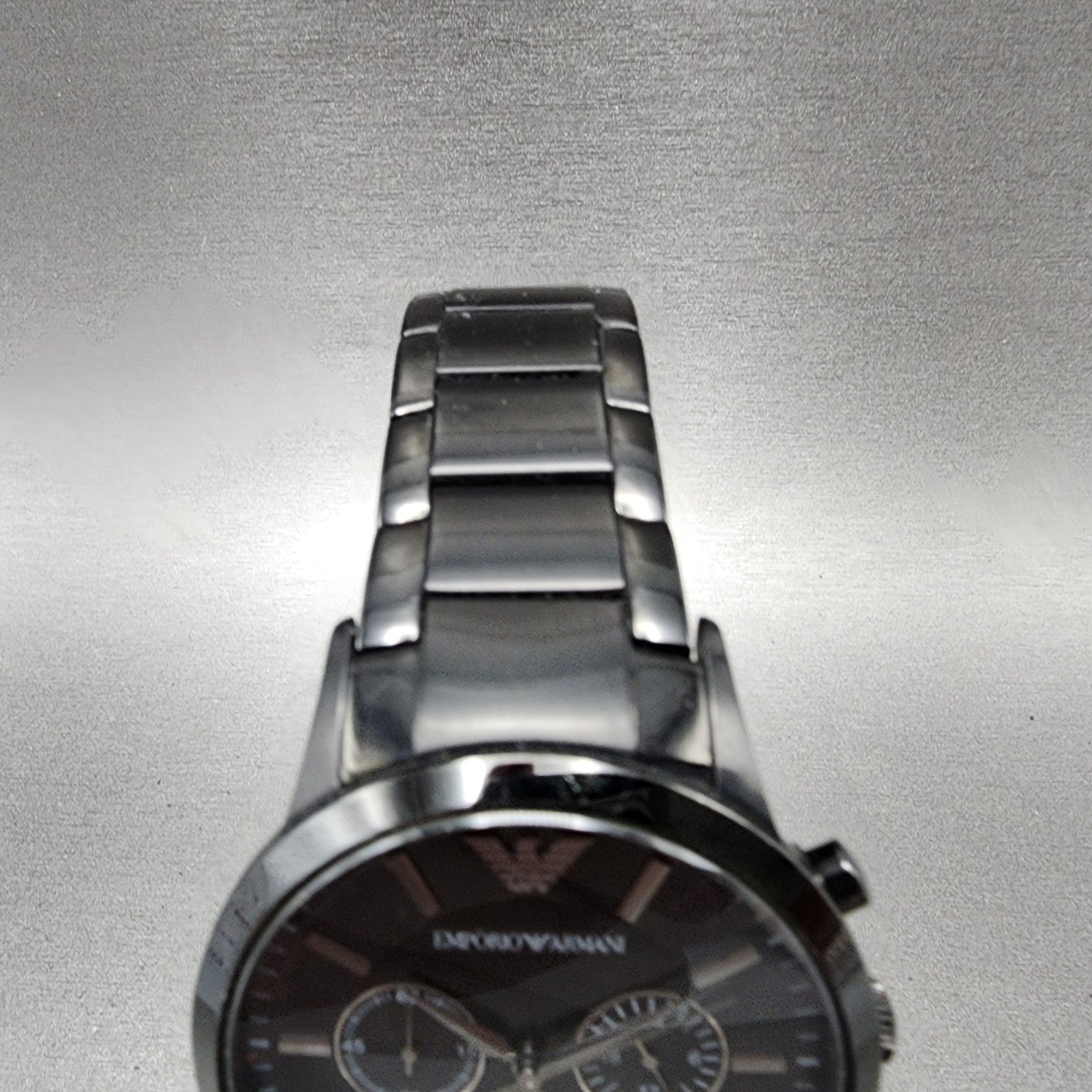 Emporio Armani Chronograph Watch Men 43mm Black Dial Black Tone New Battery4
