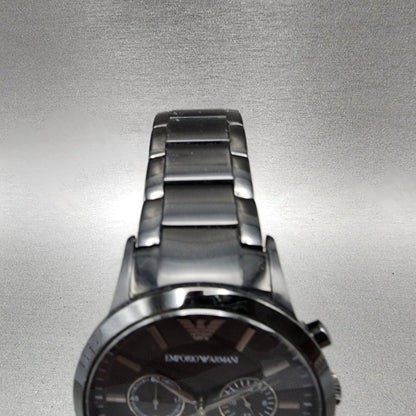 Emporio Armani Chronograph Watch Men 43mm Black Dial Black Tone New Battery4