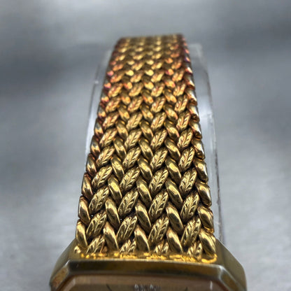 Seiko Exceline Watch Women 19mm Gold Dial Gold Tone Square 7321-5910 New Battery4