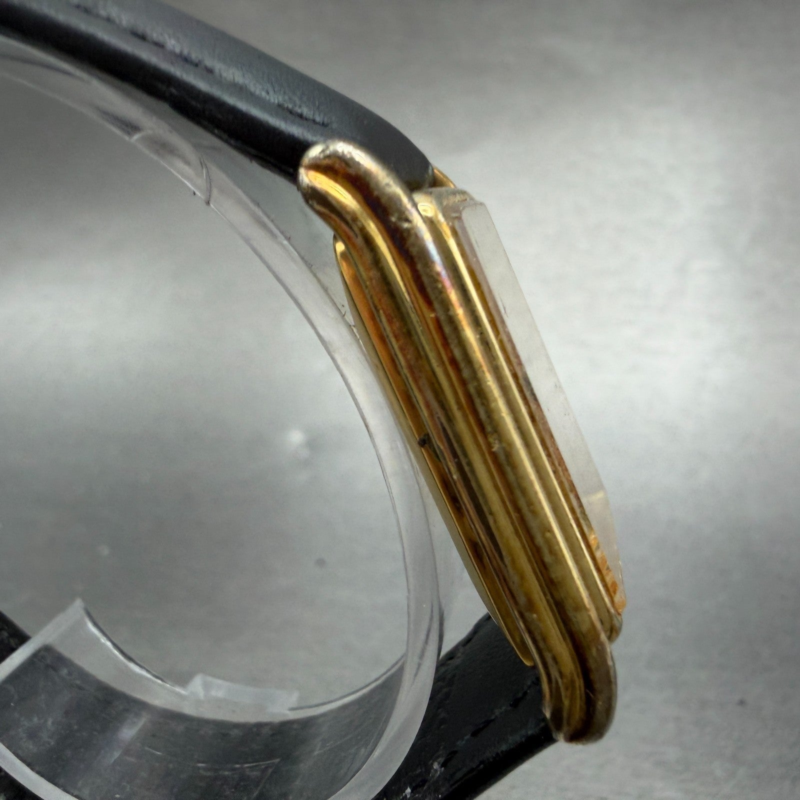 Seiko Tank Watch Men 24mm Champagne Dial Gold Tone Rectangle 43-3380 New Battery3