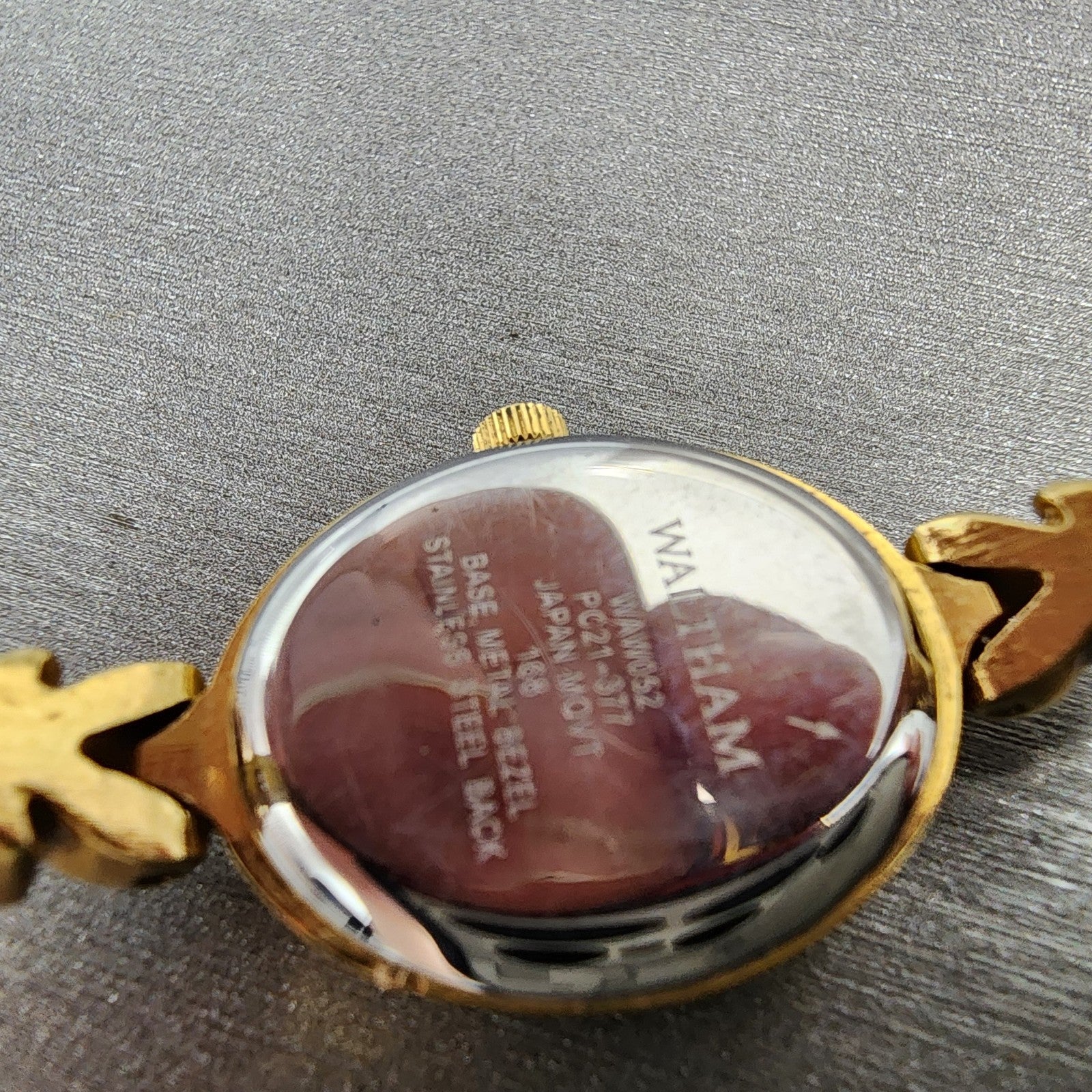 Waltham Watch Women MOP Dial Gold Tone Oval Crystal Accents New Battery9
