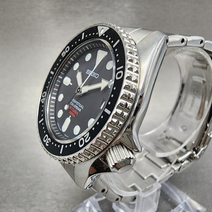 Seiko Perpetual Calendar Scuba Watch Men 39mm Black Dial Steel 8f3500a0 New Bat2