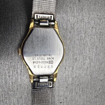 Seiko Watch Women 20mm Gold Dial Gold Tone Round 8Y21-0029 New Battery Vintage10