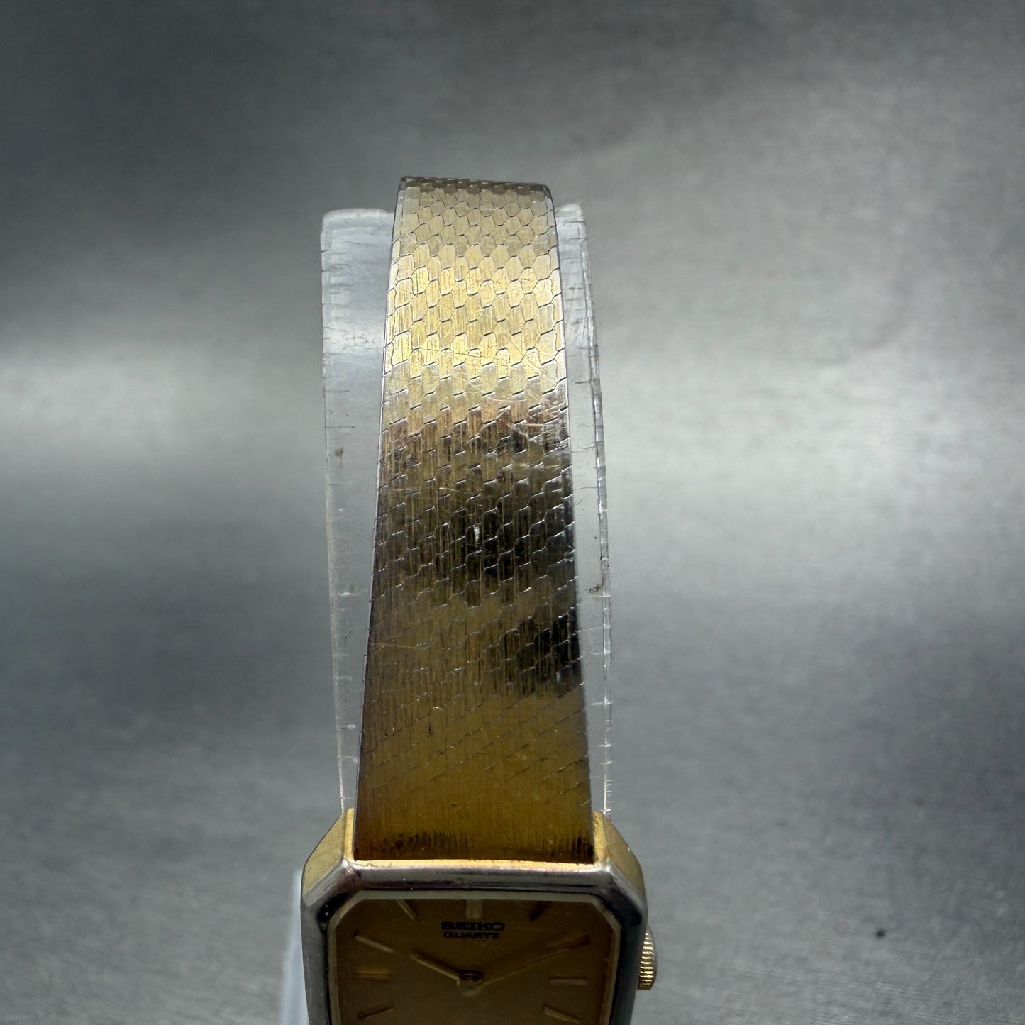 Seiko Tank Watch Women 18mm Champagne Dial Gold Tone 1400-8089 New Battery4