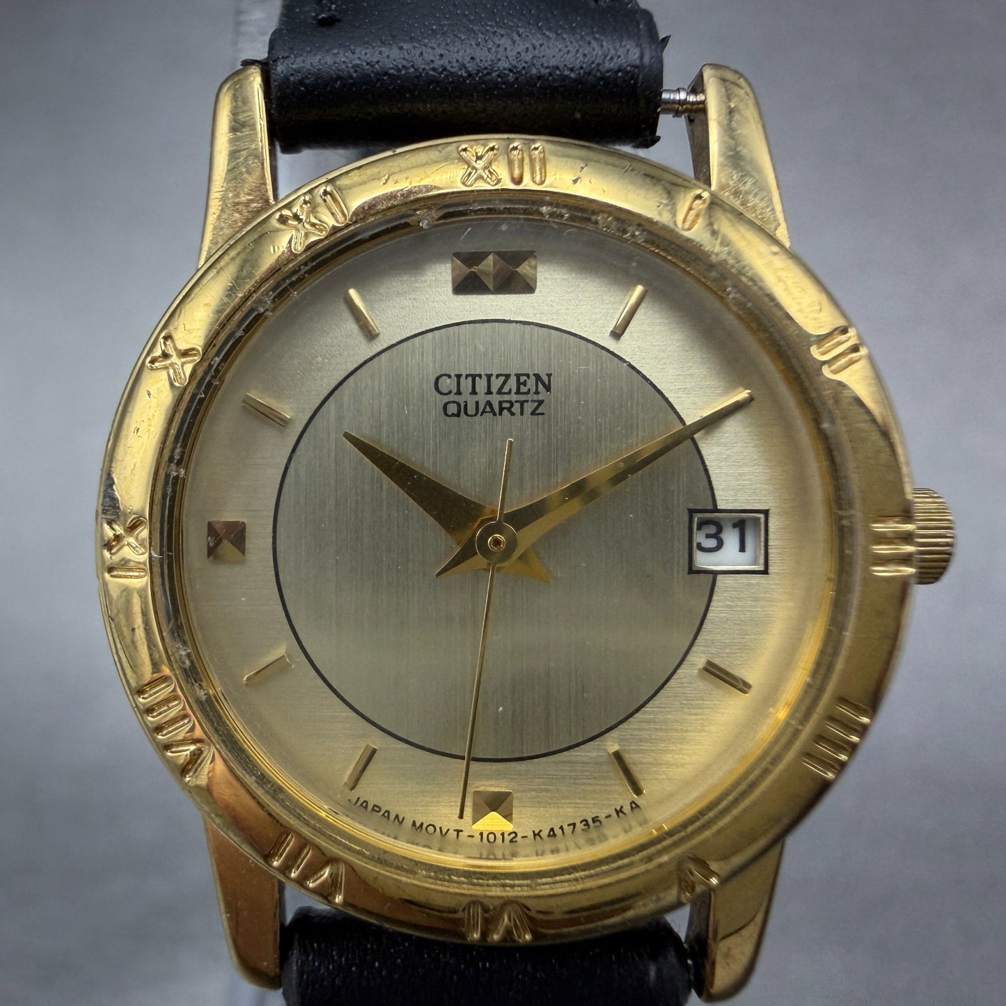 Citizen Watch Women 24mm Champagne Dial Gold Tone Date 1012-K13131 New Battery P1