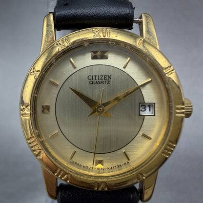 Citizen Watch Women 24mm Champagne Dial Gold Tone Date 1012-K13131 New Battery P1