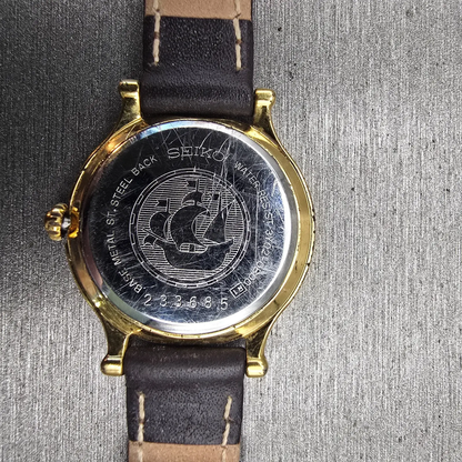 Seiko Age of Discovery Watch Women 26mm Gold Tone Date 3Y02-0B00 New Battery VTG10