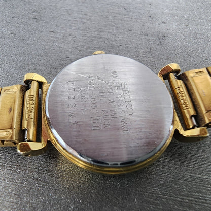 Seiko Watch Women 22mm White Dial Gold Tone Round 4n21-0052 New Battery