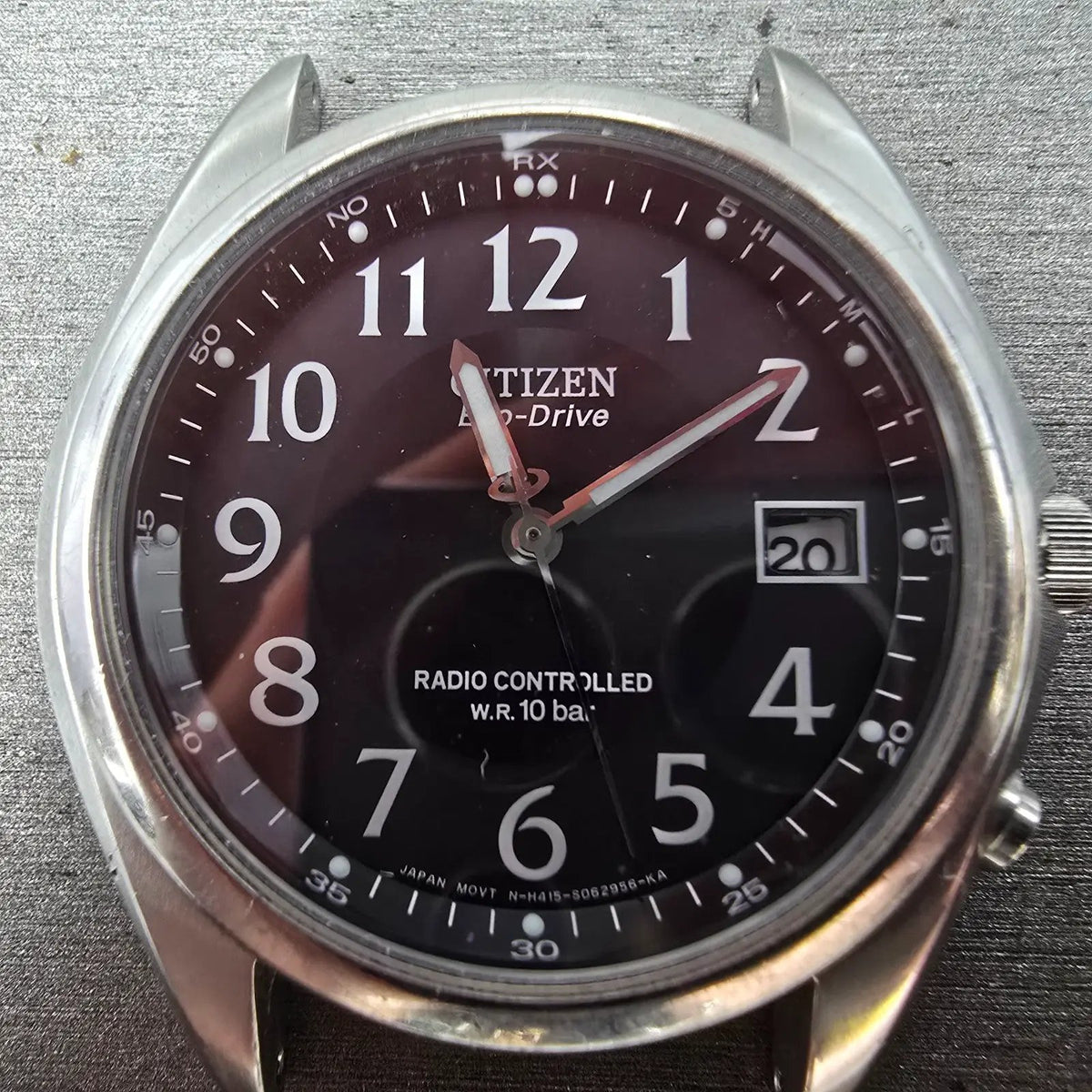 Citizen Eco-Drive Watch Men 38mm Black Dial Steel Atomic Round Date READ!!!!!! J2