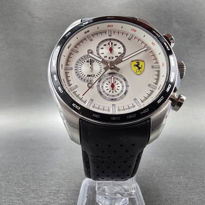 Ferrari Speedracer Chronograph Watch Men 47mm White Dial Steel Round New Battery5