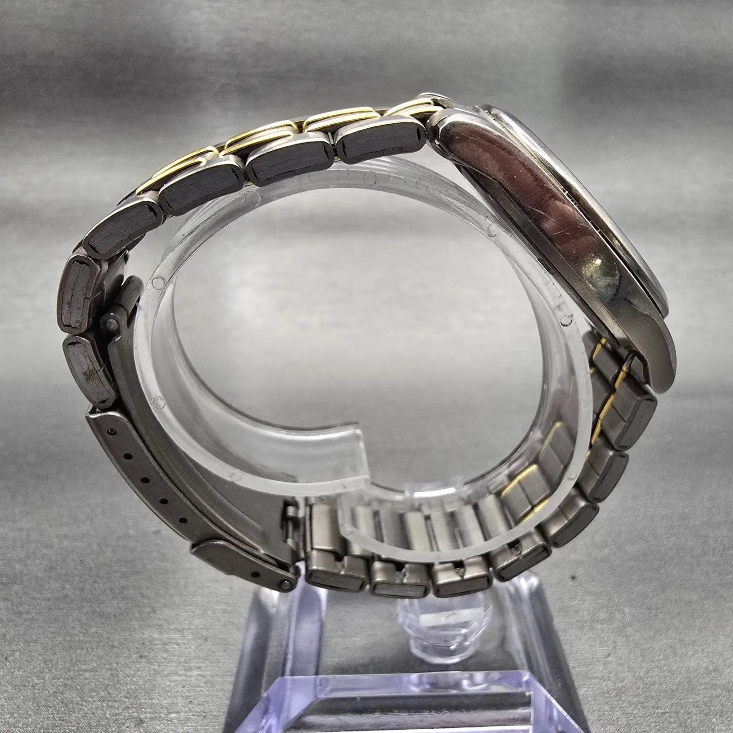 Seiko Titanium Watch Men 36mm Gray Dial Daydate Round 7N43-9069 New Battery VTG8