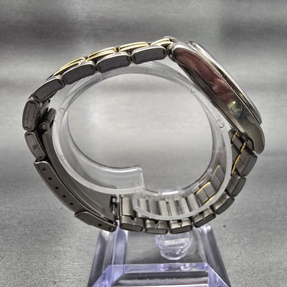 Seiko Titanium Watch Men 36mm Gray Dial Daydate Round 7N43-9069 New Battery VTG8