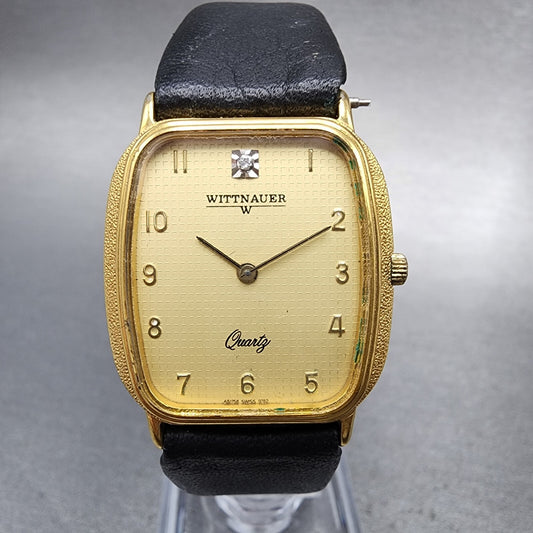 Wittnauer Tank Watch Men 26mm Champagne Dial Gold Tone Rectangle New Battery