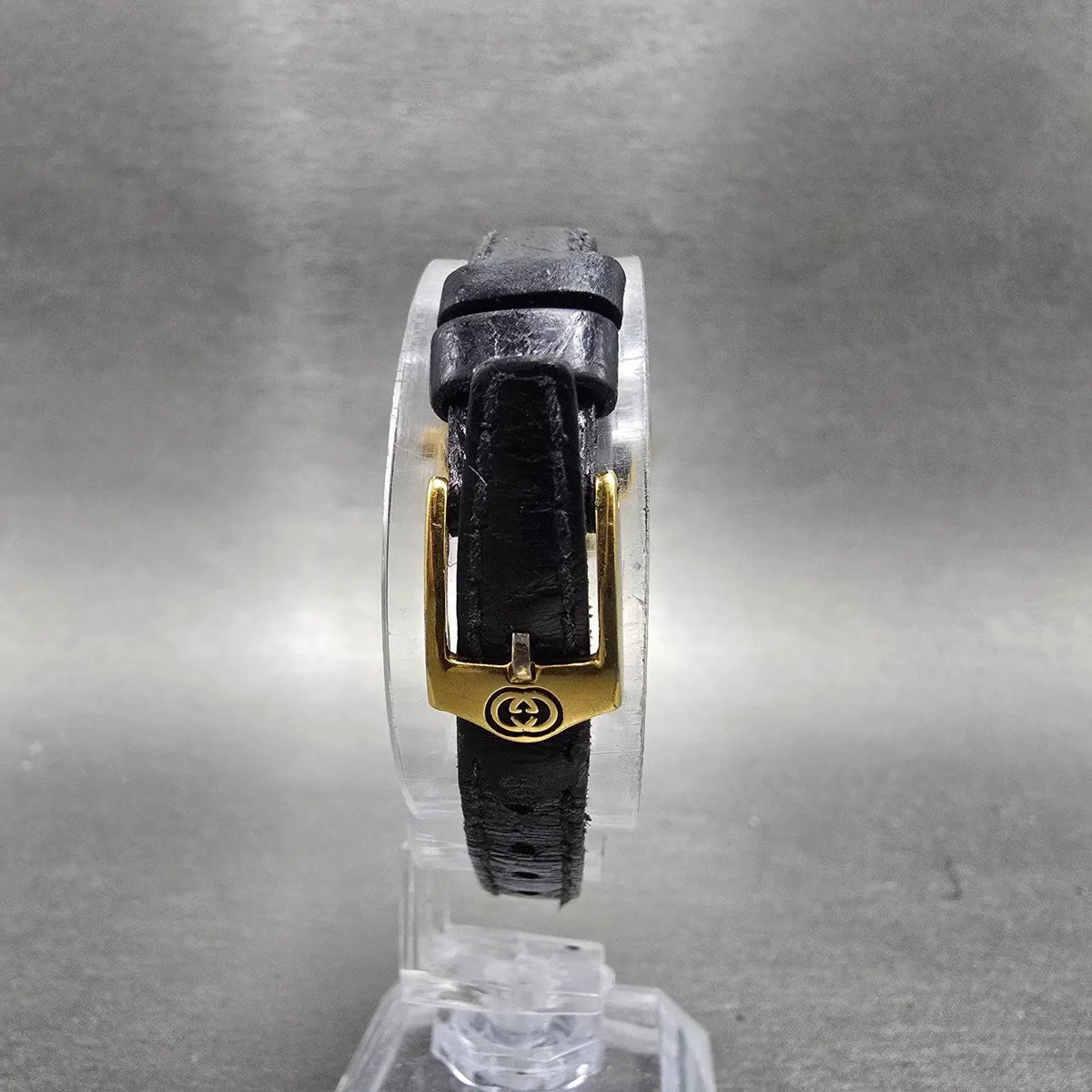 Gucci 2000L Watch Women 22mm Black Dial Gold Plated Round New Battery VTG SW7