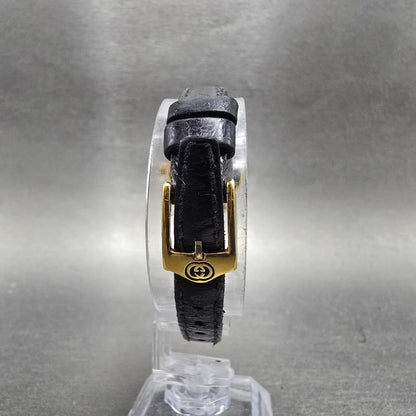 Gucci 2000L Watch Women 22mm Black Dial Gold Plated Round New Battery VTG SW7