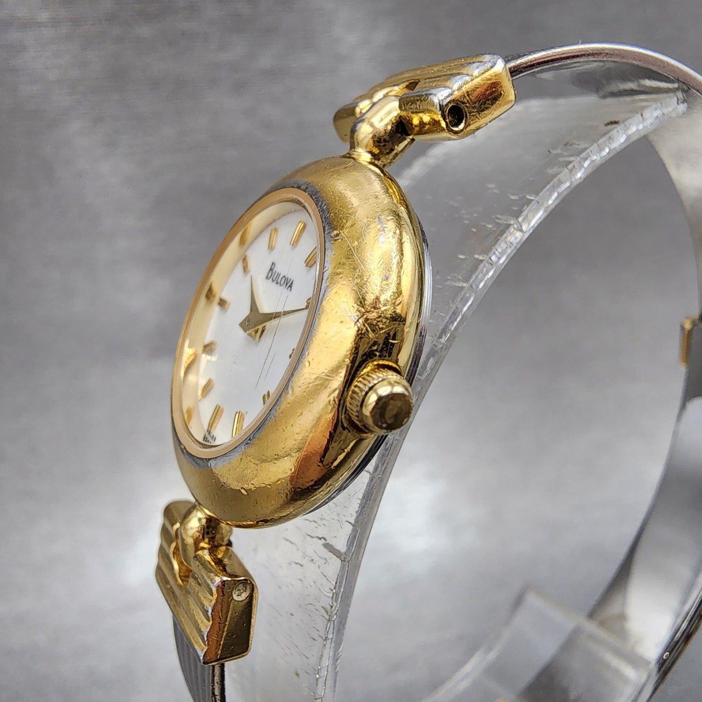Bulova Watch Women 22mm White Dial Two Tone Round 98L69 New Battery2