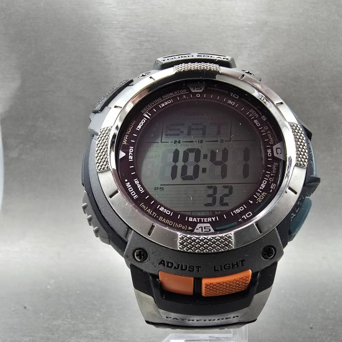 Casio Pro Trek PAW-1100 Watch Men 52mm Gray Silver Solar Triple Sensor Alarm JP6