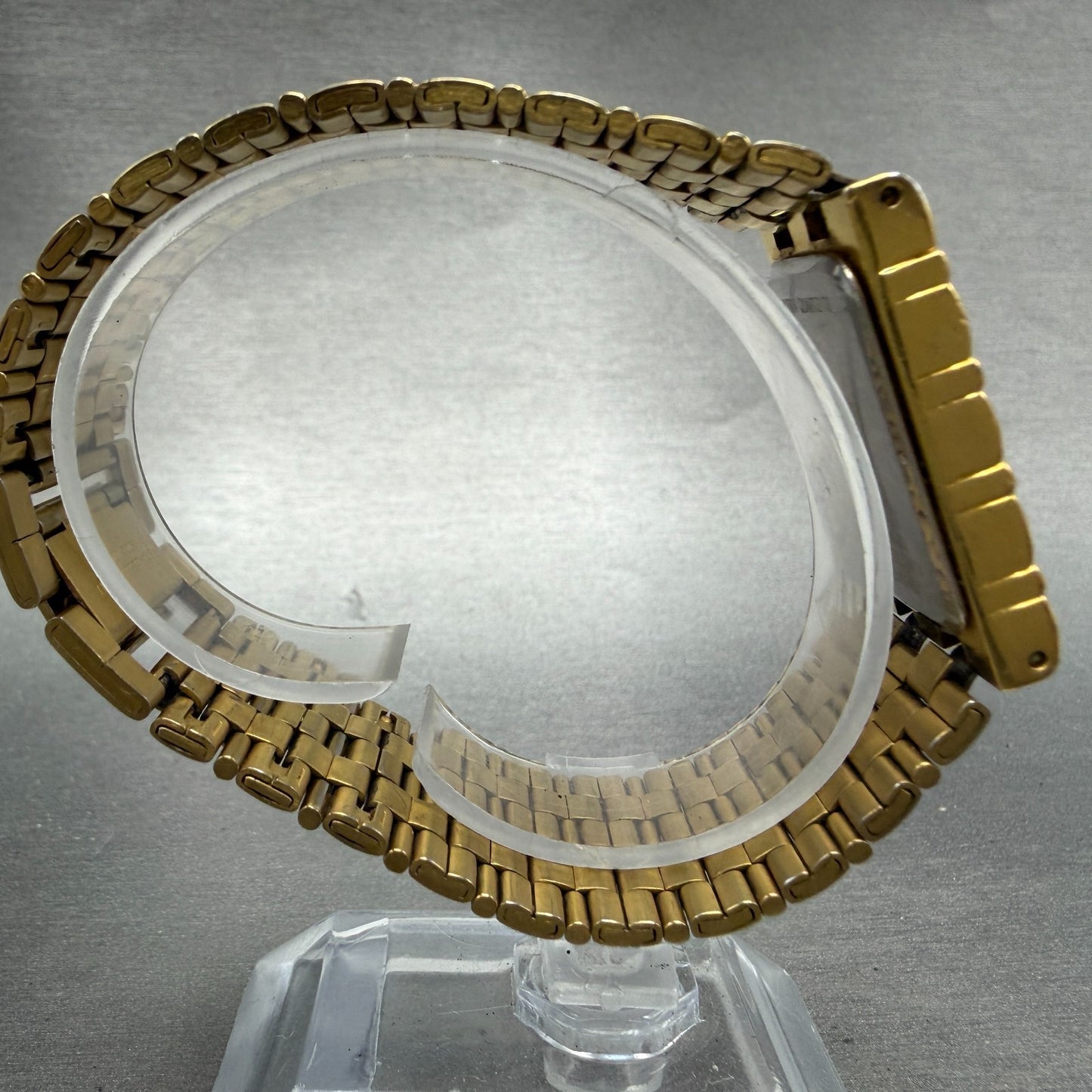 Bulova Tank Watch Men 23mm Black Dial Gold Tone Rectangle 97D03 PARTS Diamond9