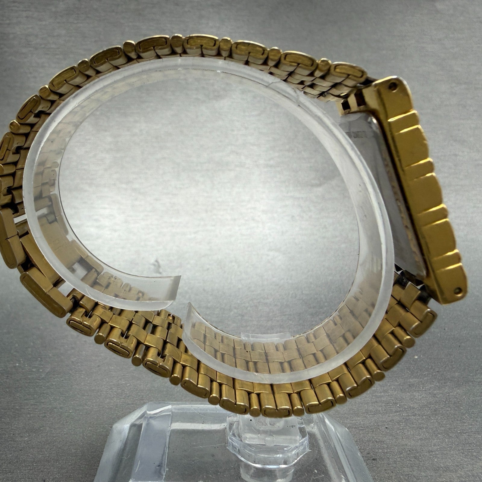 Bulova Tank Watch Men 23mm Black Dial Gold Tone Rectangle 97D03 PARTS Diamond9