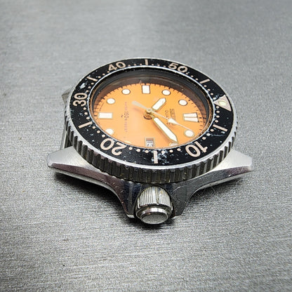 Seiko Diver watch Women 33mm Orange Dial silver Tone Date 2625-0010 New Battery