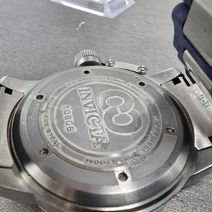 invicta corduba Watch Men 52mm Blue Dial Silver Tone Date Round 10606 New Batt9