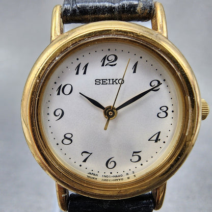 Seiko Watch Women 23mm White Dial Gold Tone Round 1N010DS0 New battery VTG1