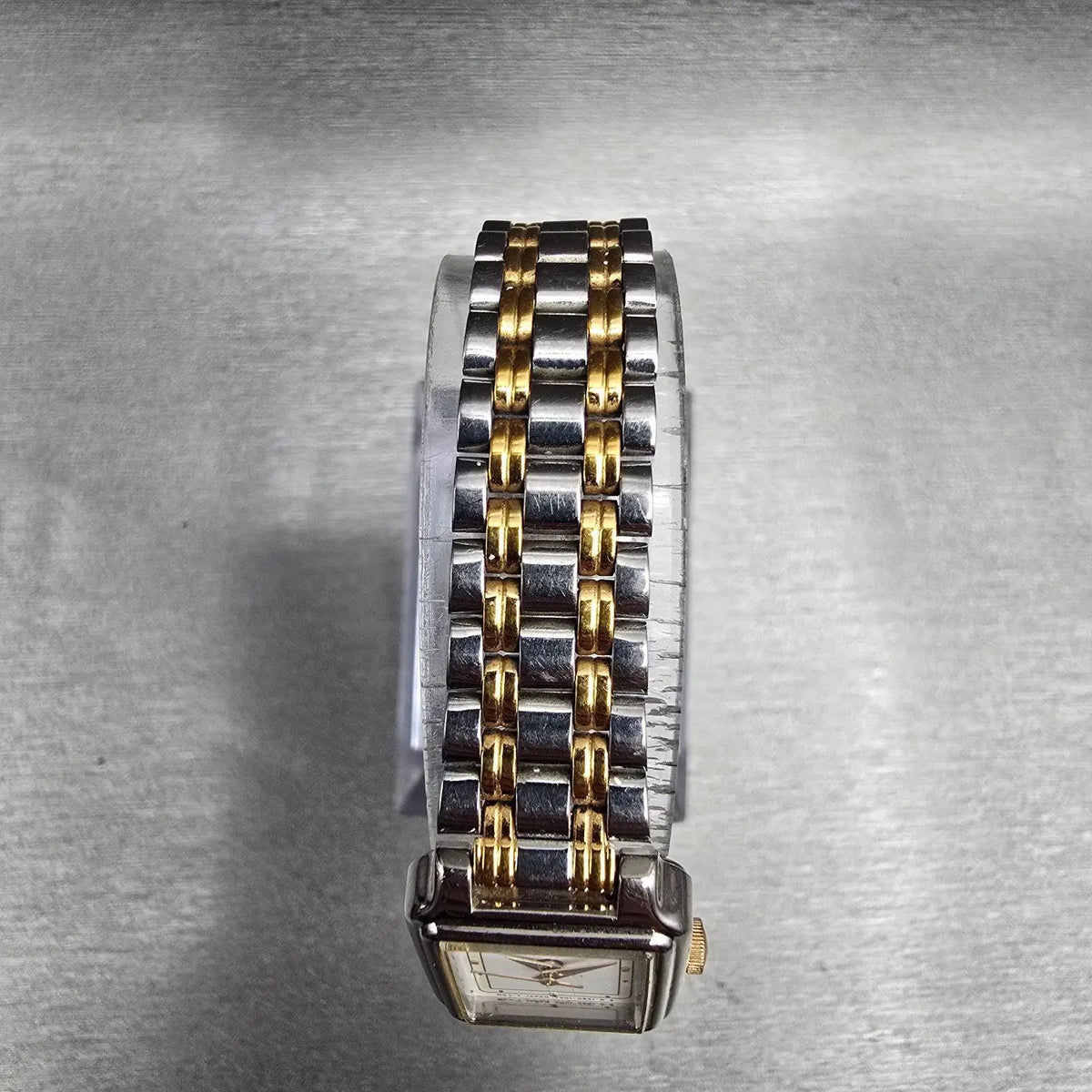 Seiko Tank Watch Women 17mm White Dial Two Tone Rectangle V401-5129 New Battery4