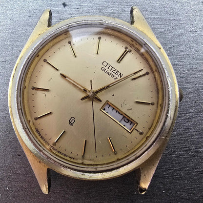 Citizen CQ Watch Men 35mm Champagne Dial Gold Daydate 6100-S18591 PARTS2