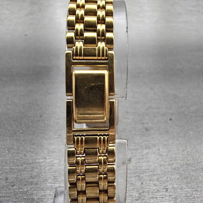 Seiko SX Watch Women 17mm Gold Dial Gold Tone Rectangle V401-5121 New Battery7