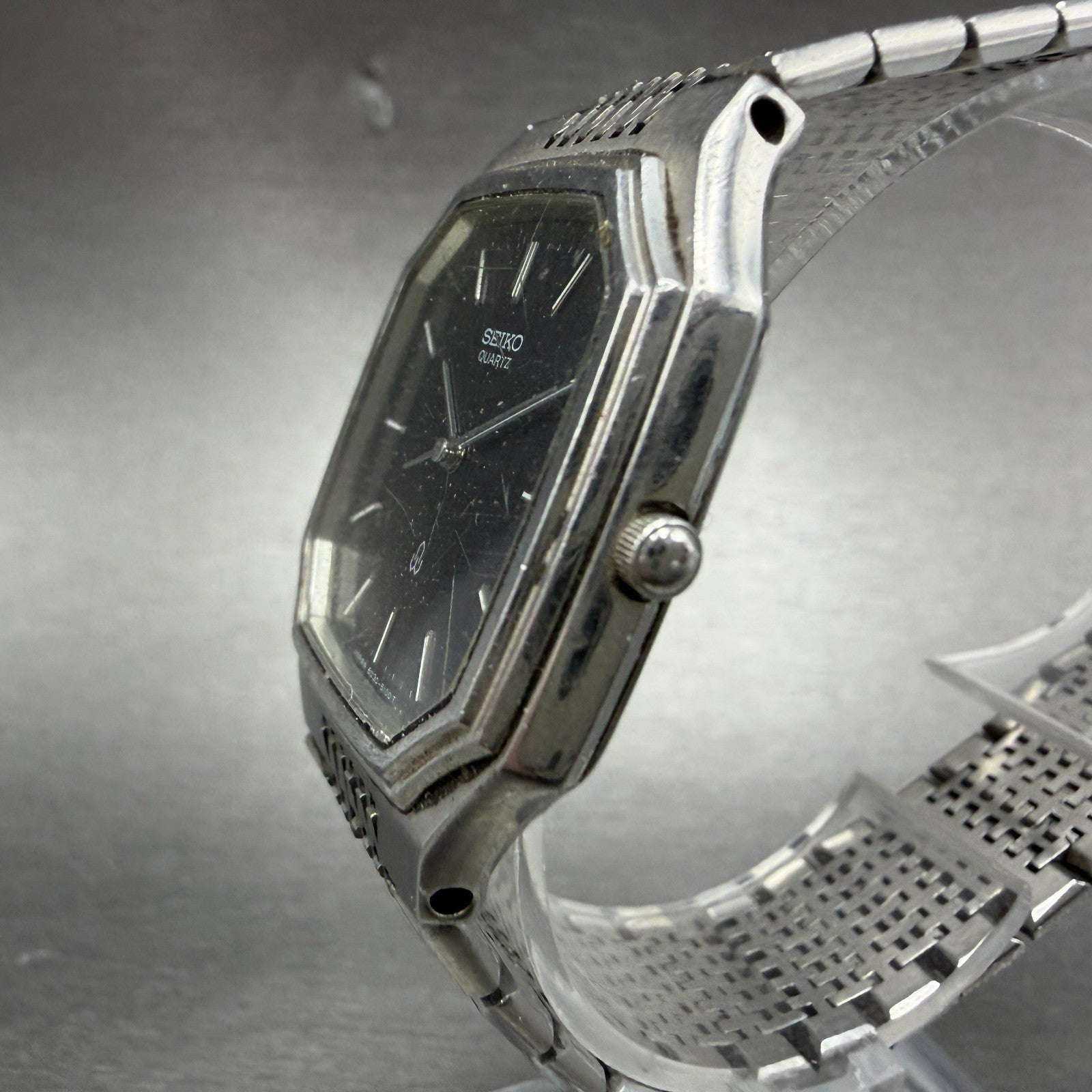 Seiko Tank Watch Men 31mm Blue Dial Silver Tone Octagon 6030-5080 New Battery2