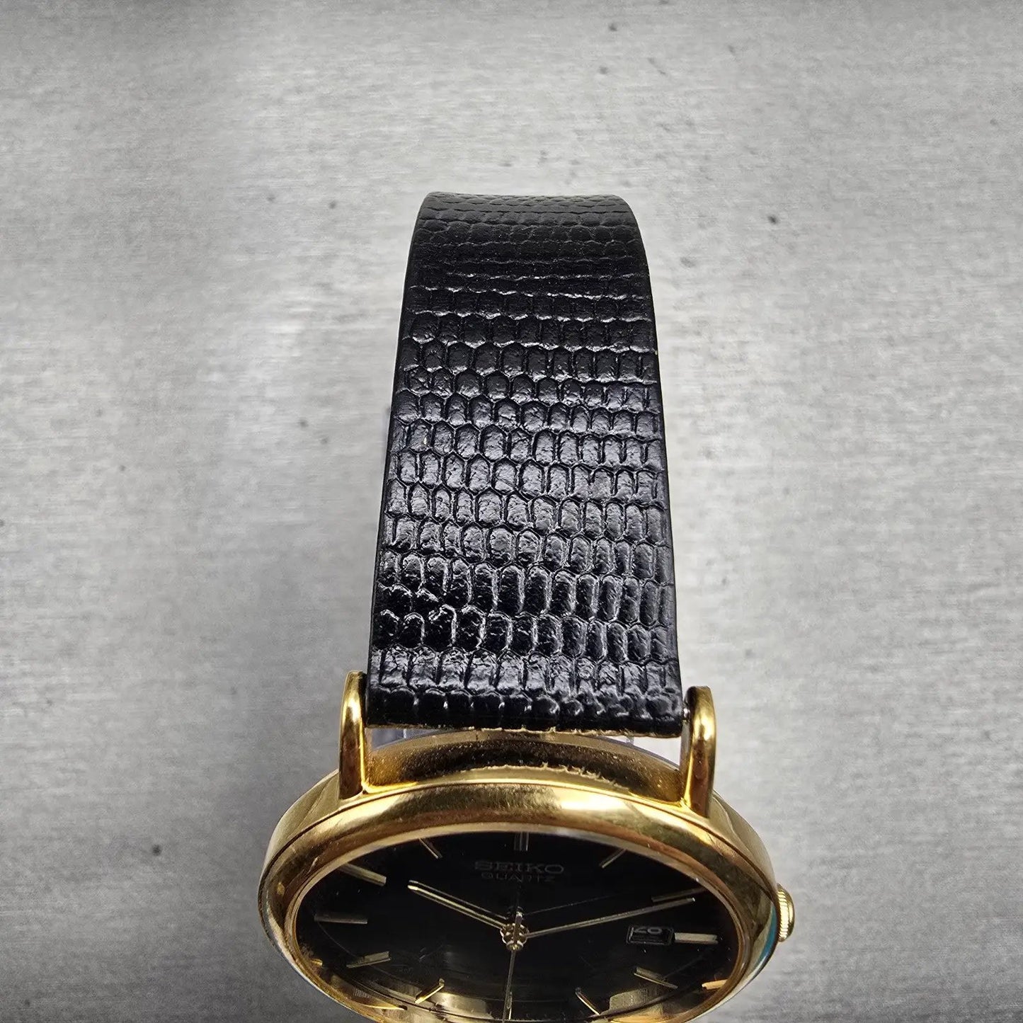 Seiko Watch Men 34mm Black Dial Gold Tone Date Round 7N22-8A09 New Battery VTG4