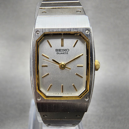 Seiko Watch Women 17mm Silver Dial Two Tone Rectangle 73215260 New Battery1