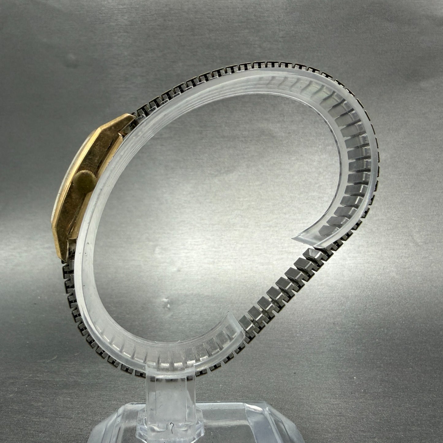Seiko Lady Seiko Tank Watch Women 12mm Silver Dial Gold Tone Manual 4037 Runs6