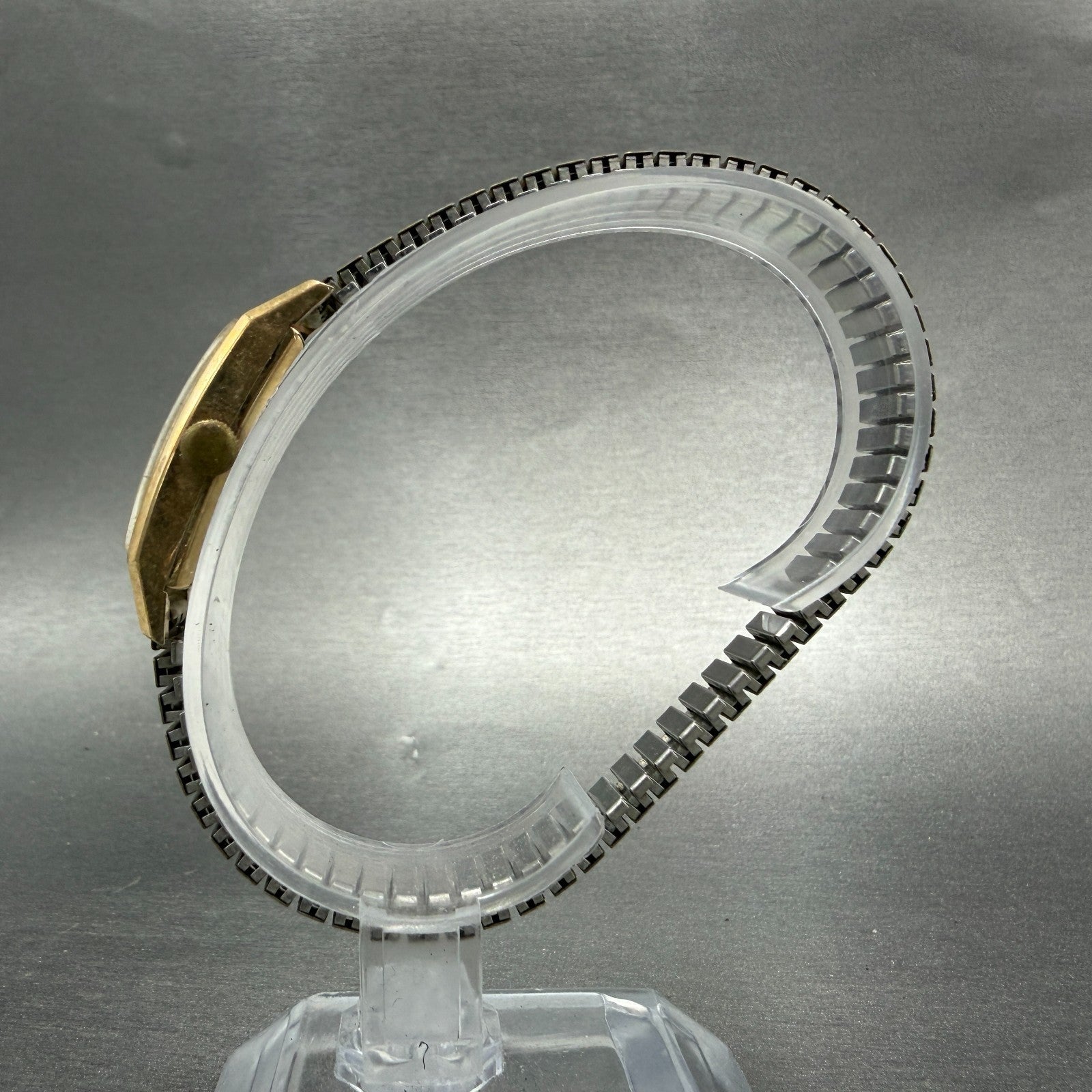 Seiko Lady Seiko Tank Watch Women 12mm Silver Dial Gold Tone Manual 4037 Runs6