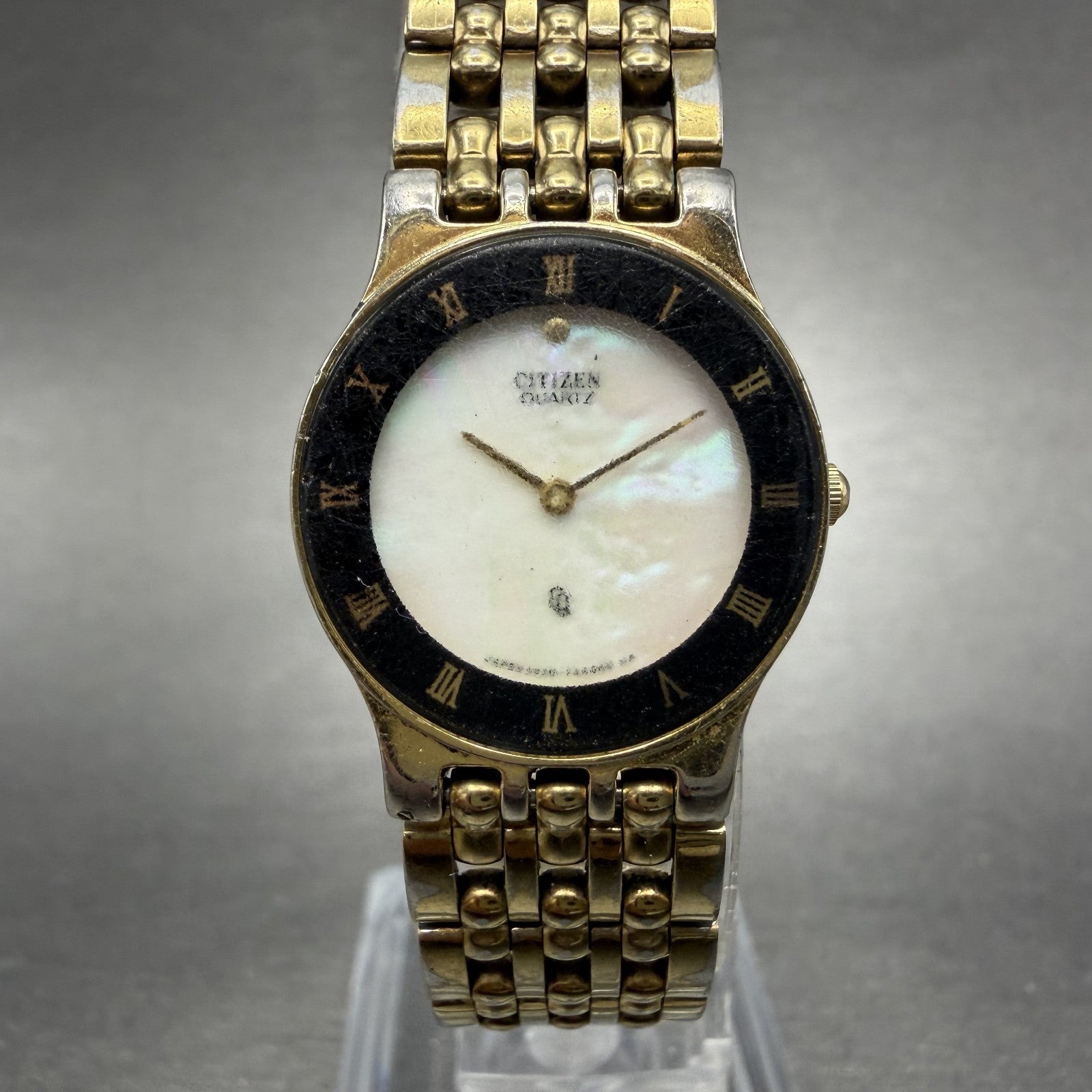 Citizen CQ Watch Women 21mm Mop Dial Gold Tone Round 5420-F41884 New Battery0