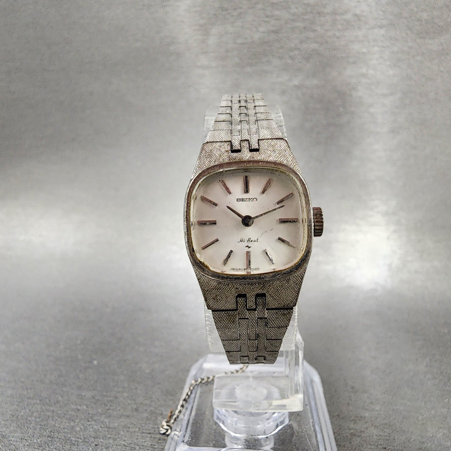 Seiko Watch Women 19mm White Dial Silver Tone Rectangle Manual Wind READ!!!!5