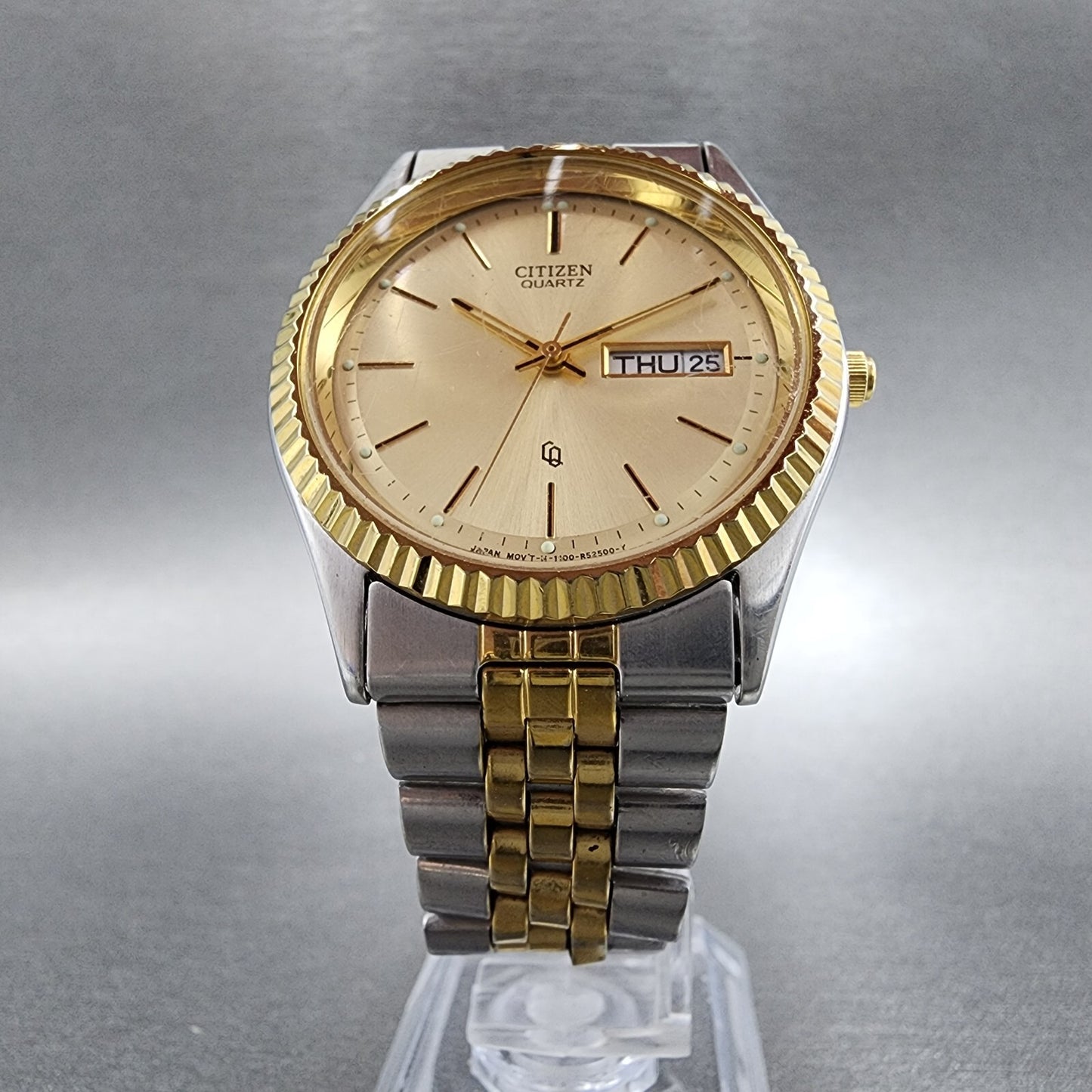Citizen CQ President Watch Men 36mm Champagne Dial Two Tone Daydate Round Newbat6