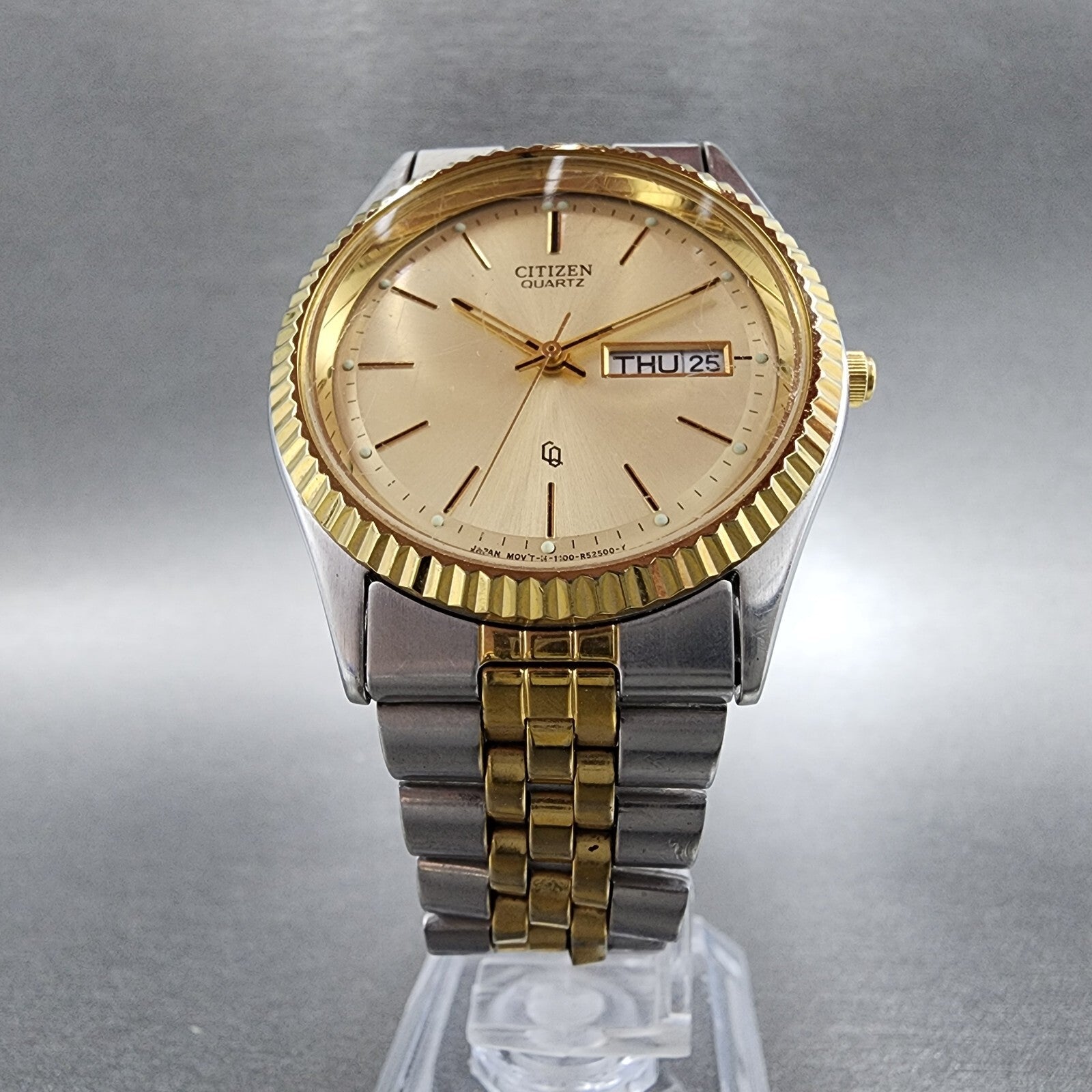 Citizen CQ President Watch Men 36mm Champagne Dial Two Tone Daydate Round Newbat6