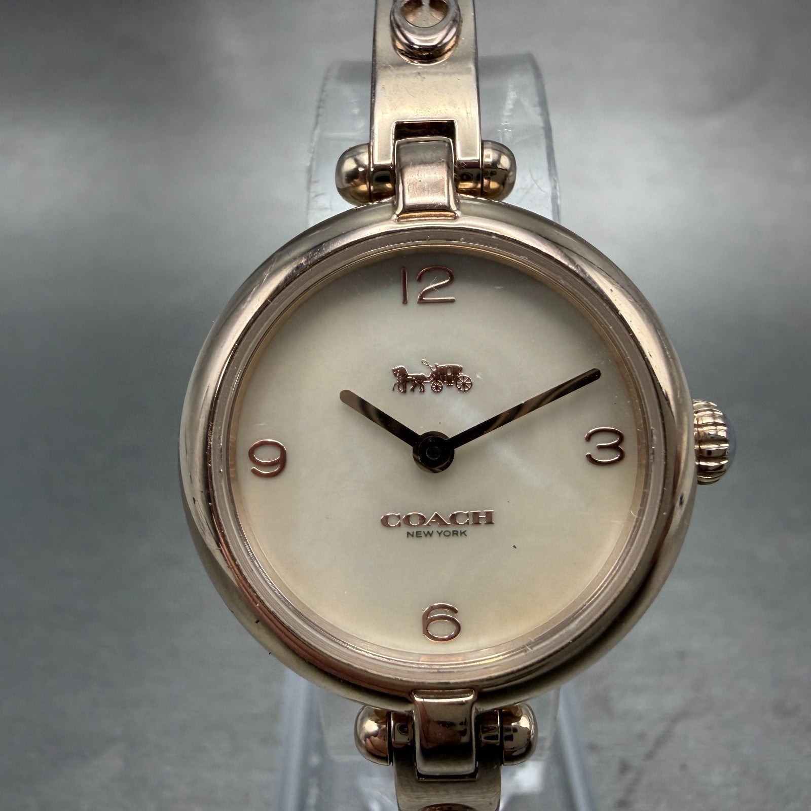 Coach Cary Watch Women MOP Dial Rose Gold Tone Bangle  New Battery0