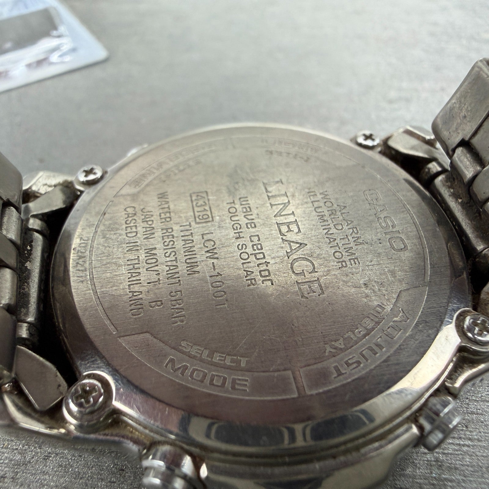 Casio Lineage Watch Men 41mm Gray Dial Titanium Ana Digi Alarm Chrono Works9