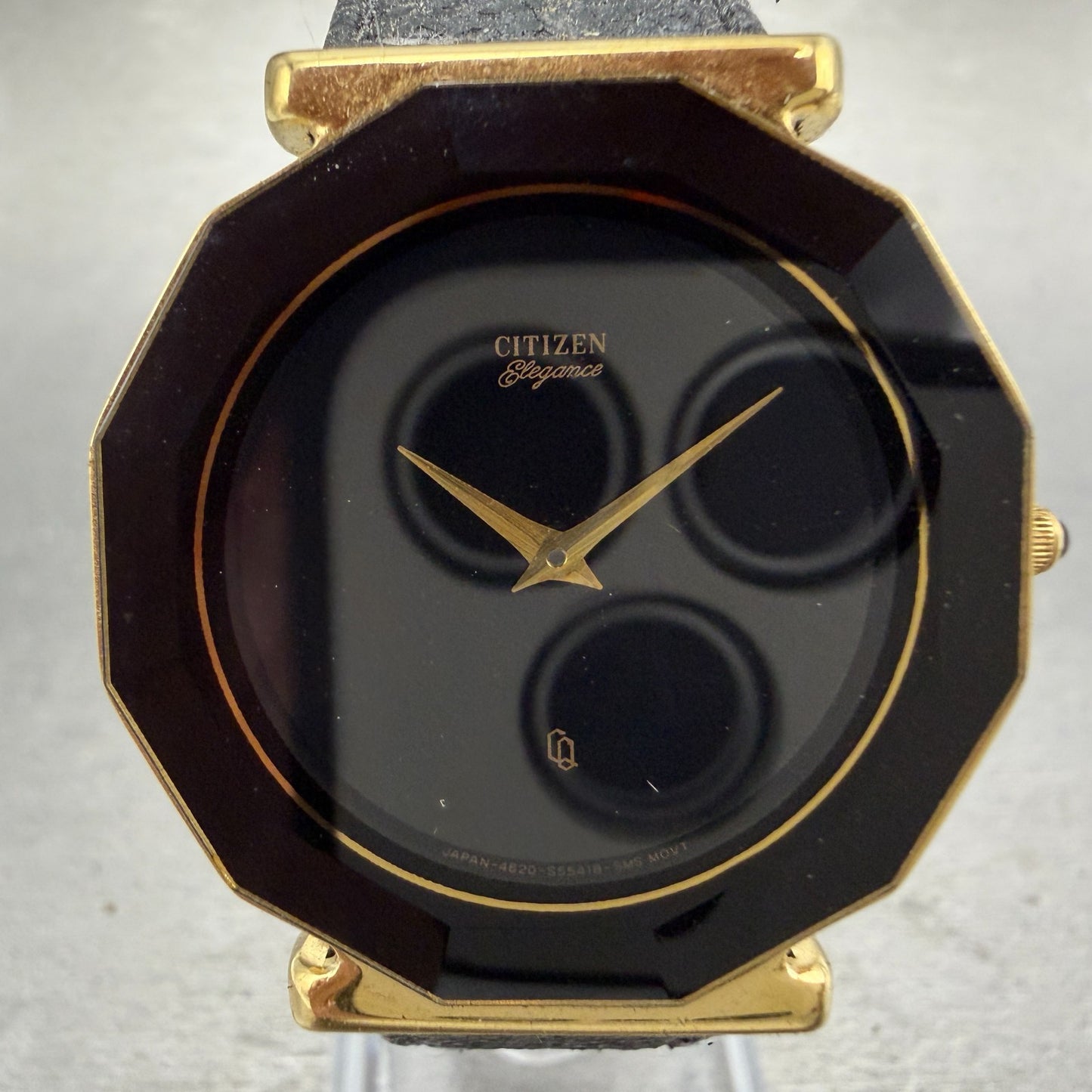 Citizen Elegance CQ Watch Men 34mm Black Dial Gold Tone Round 4620 PARTS Vintage2