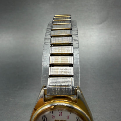 Seiko SQ Watch Women 24mm White Dial Gold Tone Daydate Round 7N83-6A09 NewBat B84