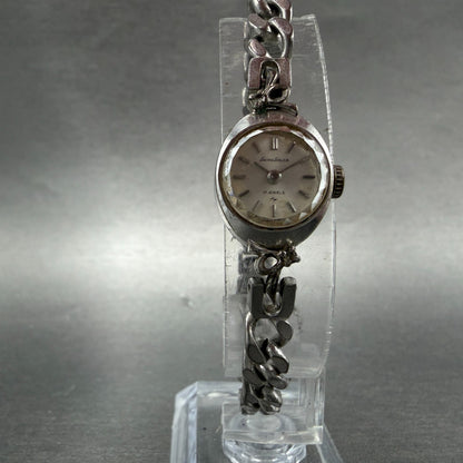 Seiko Solar Watch Women 15mm Silver Dial Silver Tone Round Manual 10-0660 Runs5