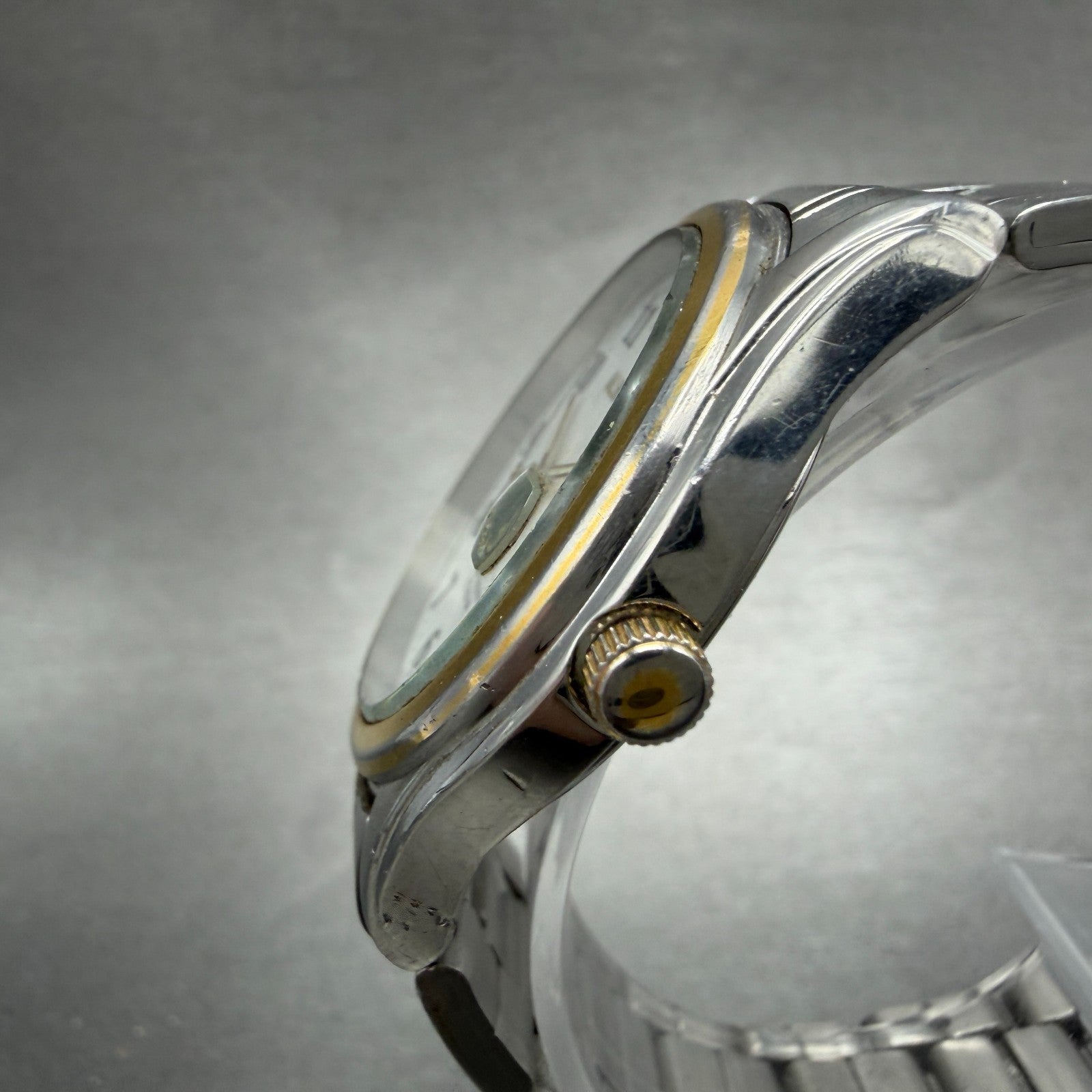 Seiko ALBA Watch Men 36mm White Dial Two Tone Date Round 7N42-0AD0 PARTS3