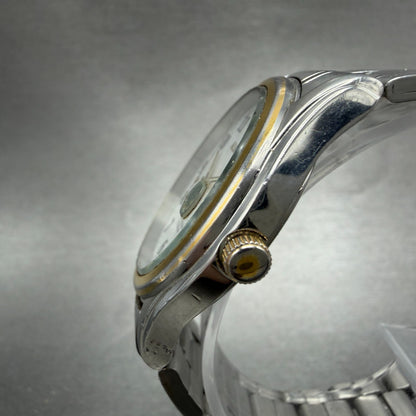 Seiko ALBA Watch Men 36mm White Dial Two Tone Date Round 7N42-0AD0 PARTS3