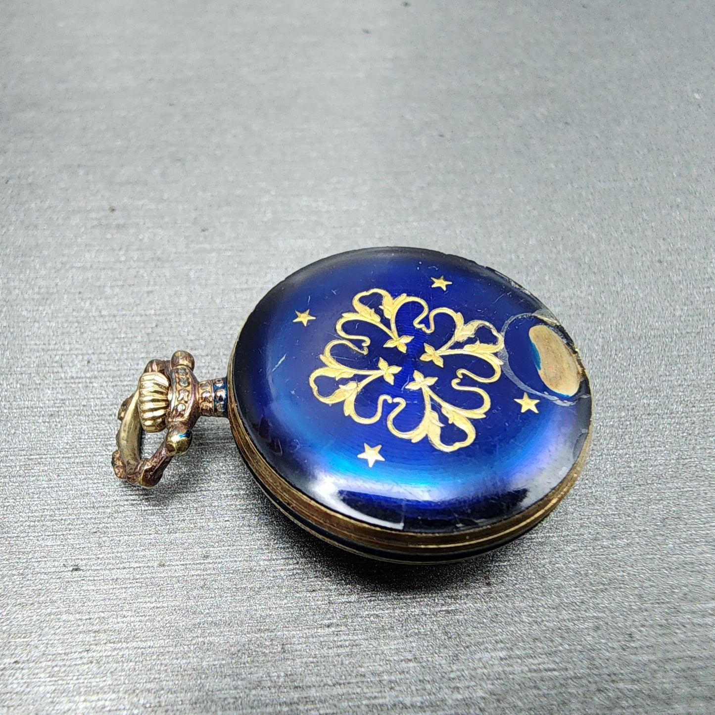 Seiko Pendent Watch Women 23mm Blue Dial Gold & Blue Tone Manual 210380 Runs8