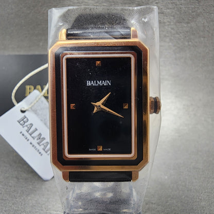 Balmain Eirini Tank Watch Women 25mm Black Dial Rose Gold Tone Octagon1