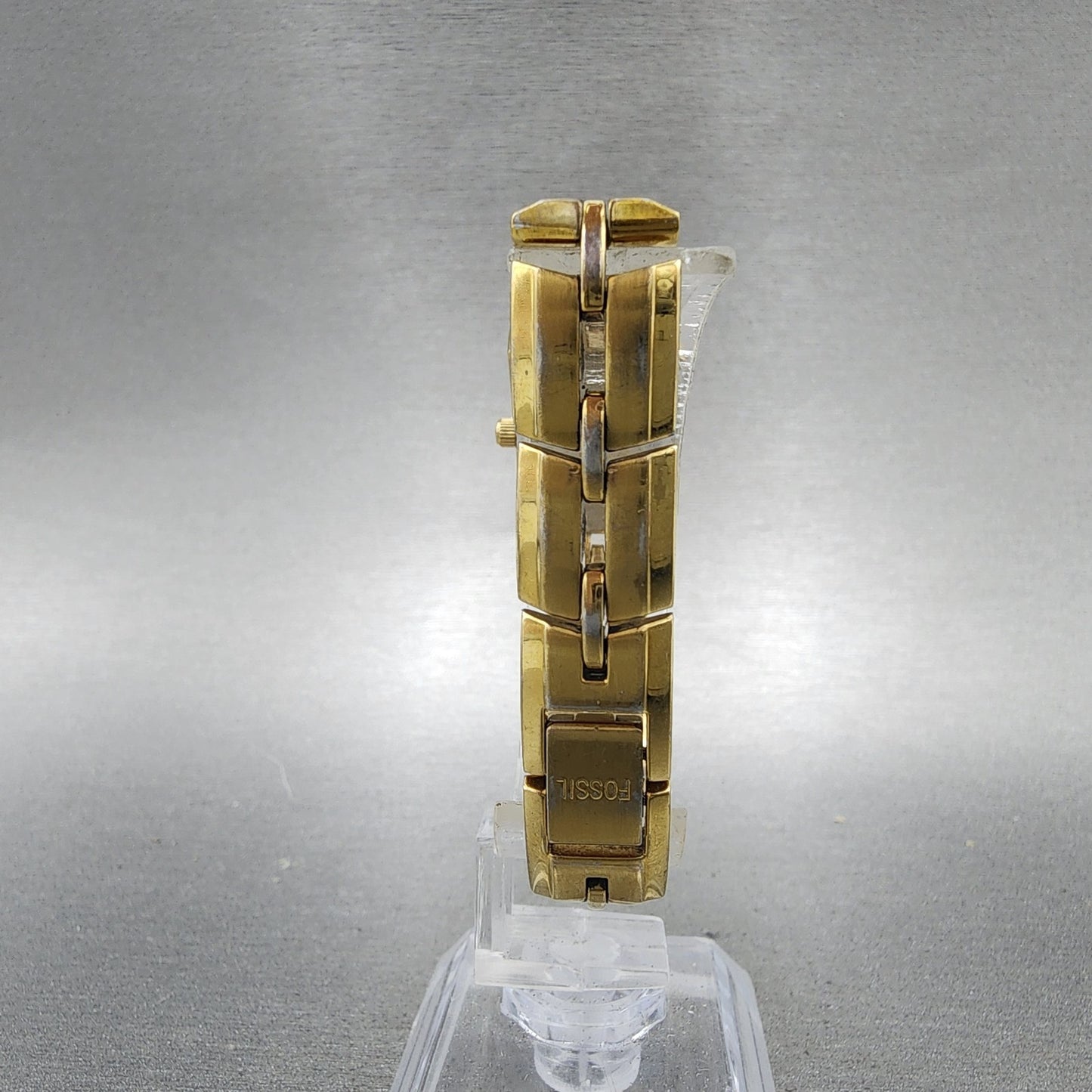 Fossil Tank Watch Women 17mm Silver Dial Gold Tone Rectangle ES9947 New Battery7