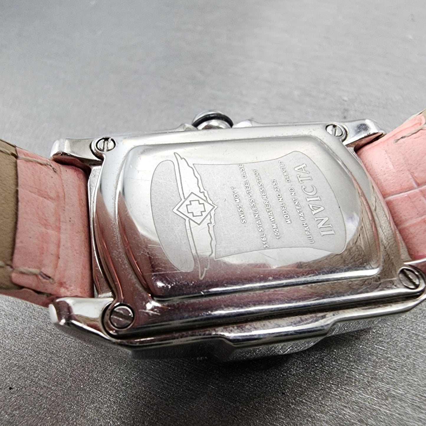 Inivcta Baby Lupah Watch Women 29mm Pink Dial Steel Rectangle 2152 New Battery9